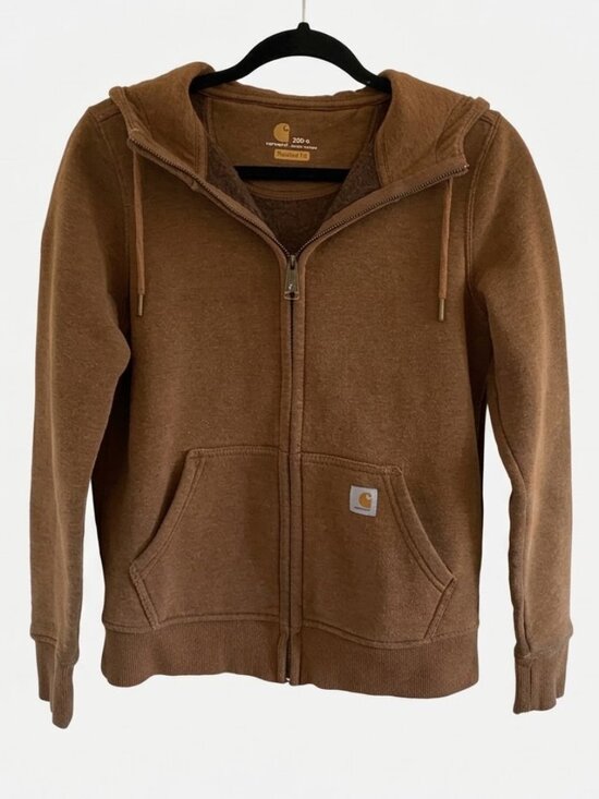 Carhartt Tops - Carhartt Women's Relaxed Fit Oversized Zip Hoodie XS Brown Grunge Faded Patina